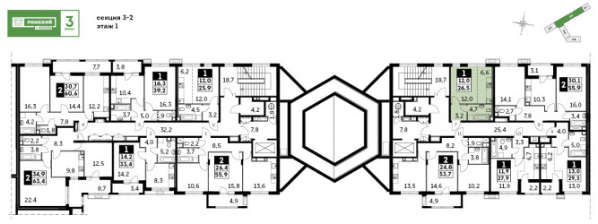 Однокомнатная квартира 26.5 м²